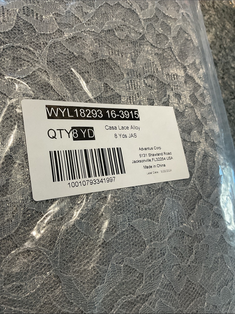 Lace.  Gray. 8 yds on bolt. New! - Picture 6 of 7